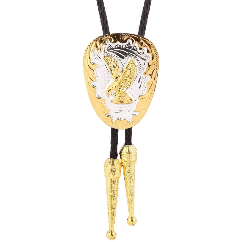 Jeilwiy Bolo Tie Uomo E Donna In Vera Pelle E Lega - Cravatta Western Cowboy Con Corda Intrecciata E Punte Metalliche