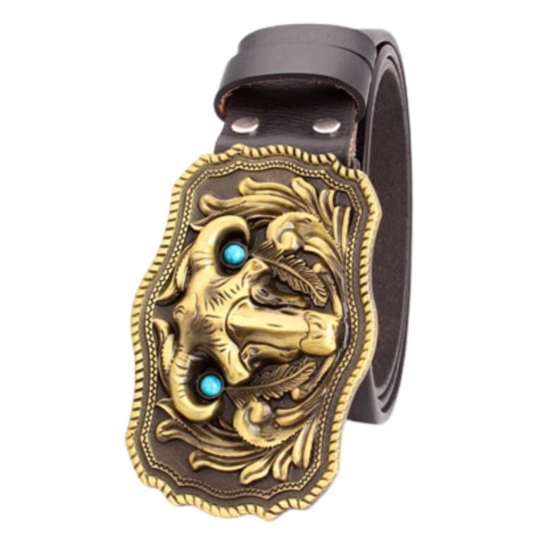 Cintura Donna E Uomo Con Fibbia Stampata A Piume - Cinture Western In PU Stile Cowboy Country, Retrò Per Jeans (100-130 Cm)